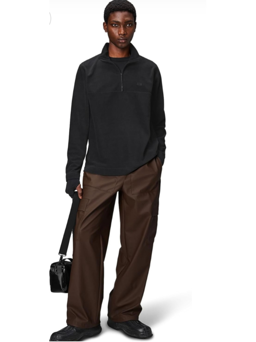 RAINS Unisex Addis Fleece Half-Zip Pullover in Black XL Brand New!